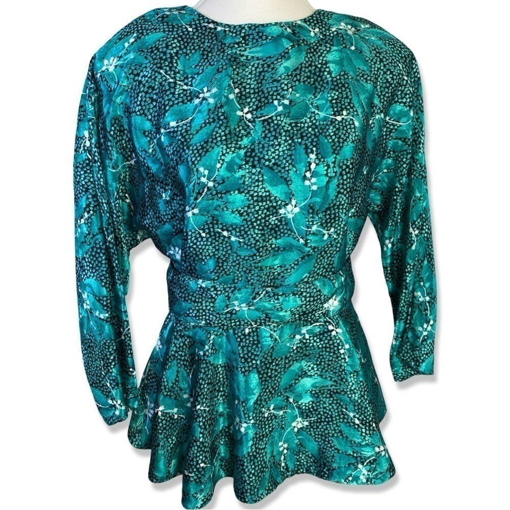 VINTAGE Carriage Court 1980s Blouson Belted Peplum Top